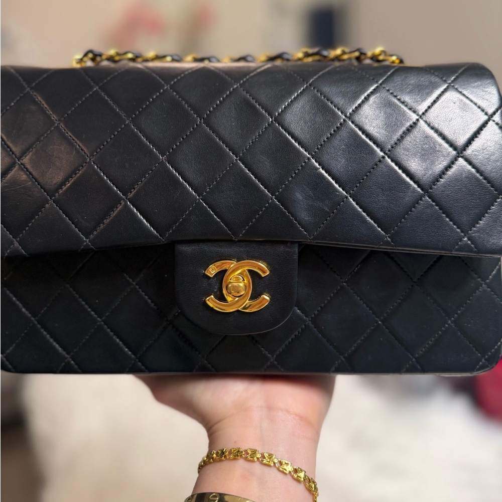 SOLD Chanel Vintage Classic Medium Black Quilted Shoulder Bag